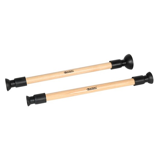 Facom E200518 set of two wooden support rods with black rubber ends, side view on white background.