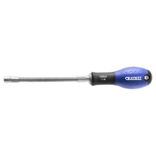 Facom E200525 flexible nut driver with blue handle, photographed on white background.