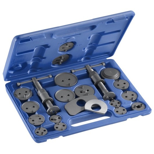 Facom E200904 brake caliper tool set in blue plastic case, angled view.