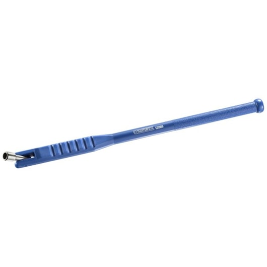 Facom E201119 blue handled tool with grooved grip, angled tip, and round end, side view on white background.