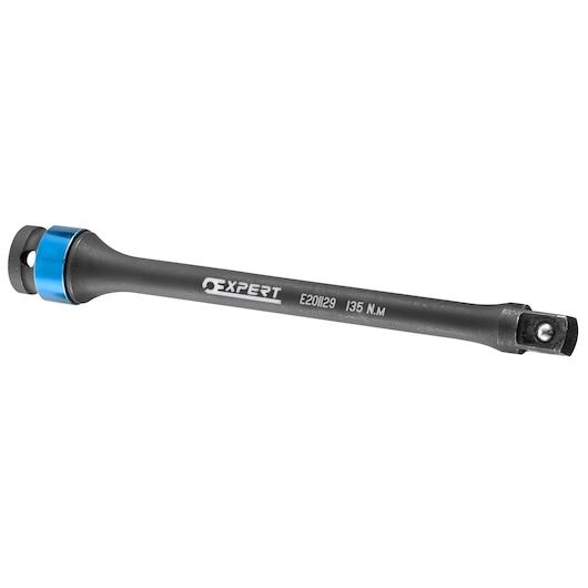 Facom E201129 black torque extension bar with blue ring, side view, product photography.