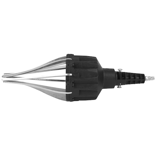 Facom E201133 pneumatic pipe expander tool with black handle and metal expanding arms, side angle on white.