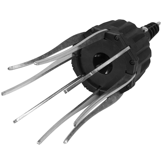 Facom E201133 pneumatic puller head with six curved metal arms and black housing, studio angle view.