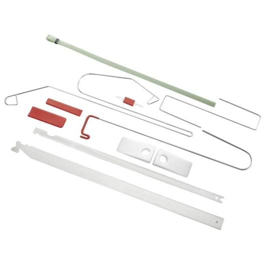 Facom E201206 car trim removal tool kit with multiple metal and plastic tools, top-down view, white background.