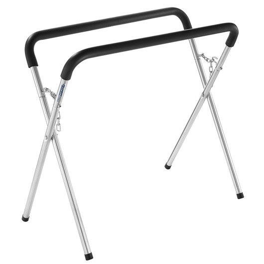 Facom E201211 folding metal work stand with black padded top, angled side view on white background.