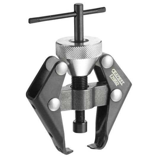 Facom E201512 gear puller tool, silver and black, front angle, white background.