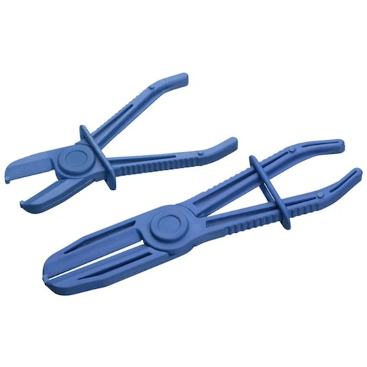 Facom E201701 blue plastic hose clamp pliers set, two tools shown on white background, top view.