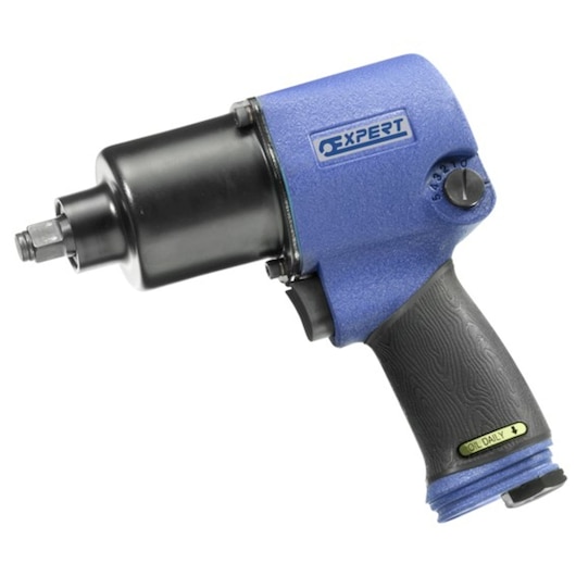 Facom E230110 blue and black air impact wrench side view with textured handle and Expert logo.