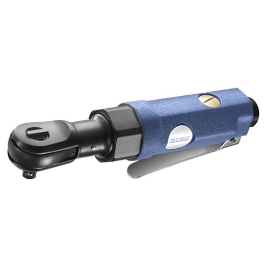 Facom E230201 blue and black air ratchet tool, side angle on white background.