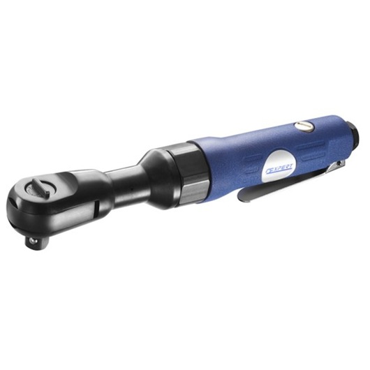 Facom E230204 pneumatic ratchet wrench with blue and black body, side view on white background.