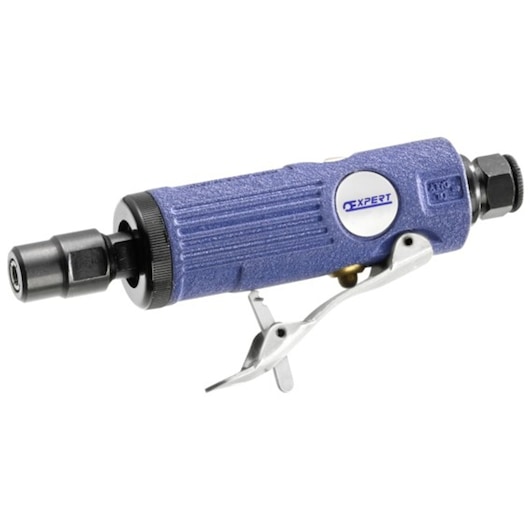 Facom E230502 blue and silver pneumatic die grinder, side angle, textured body, trigger handle.