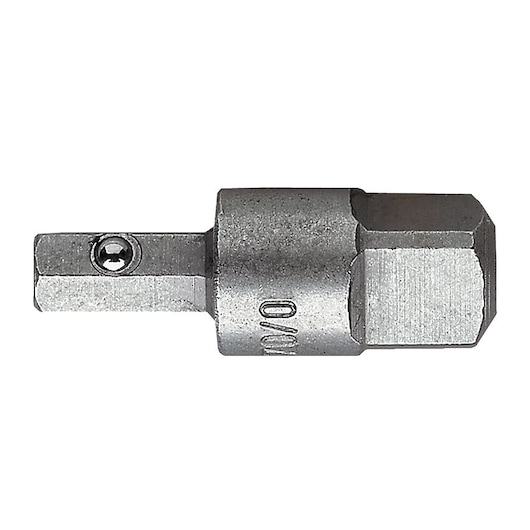 Facom ECR0 metal socket adapter with hexagonal and square ends, side view on white background.