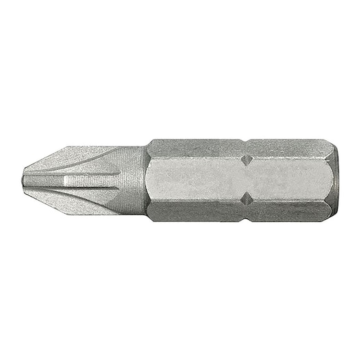 Facom ED_100 screwdriver bit, silver color, hexagonal shank, photographed on white background.