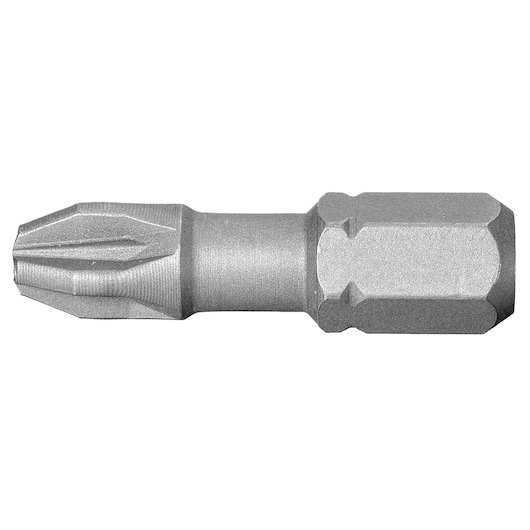 Facom ED_103T silver Phillips screwdriver bit, side view, photography on white background.