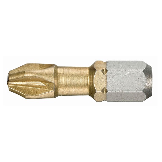 Facom ED_132T gold and silver screwdriver bit, close-up view on white background.