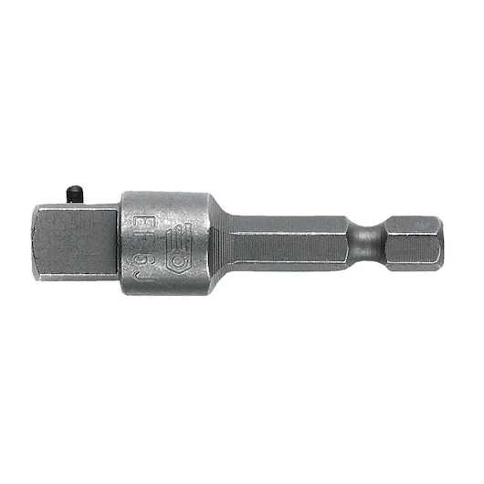 Facom EF_6J steel socket adapter, silver, shown in side angle on white background.