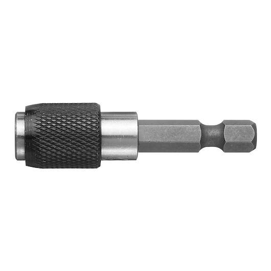 Facom EF_6P5 hex bit holder, black and silver, side angle photo on white background.