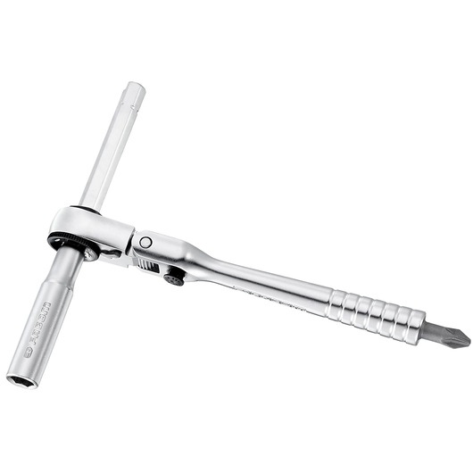 Photo of Facom EF.R180 T-handle ratchet tool with silver metal finish, shown at angled view on white background.
