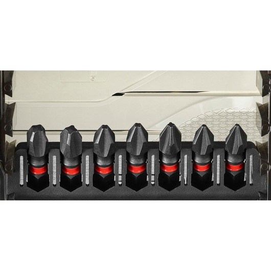 Facom EN_1J40PB screwdriver bit set with black and red bits in holder, front angle.
