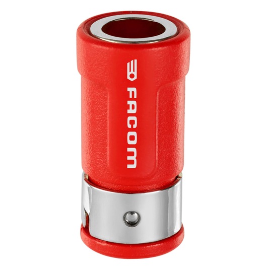 Facom ENF_M red and silver socket adapter, cylindrical shape, front view on white background.