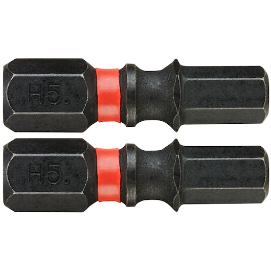 Facom ENH_105 hex screwdriver bits with red ring, photography, front angle, black finish, set of two.