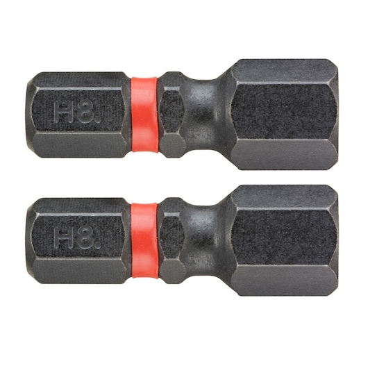 Facom ENH_108 two hex driver bits with red ring, black finish, side view on white background.