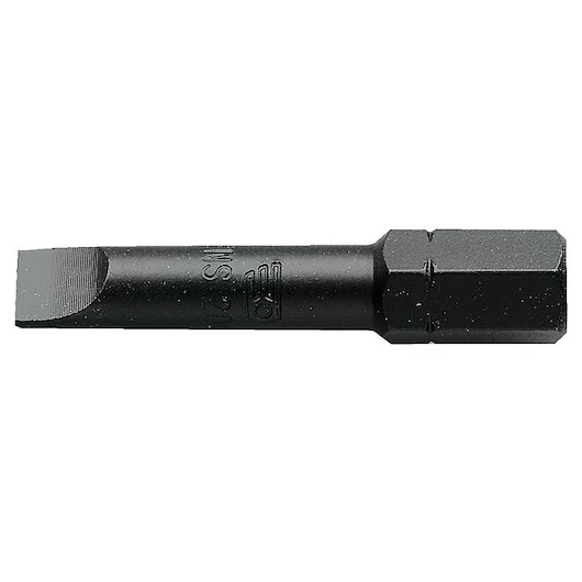 Facom ENS_214 black hexagonal slotted screwdriver bit with flat tip, side view on white background.