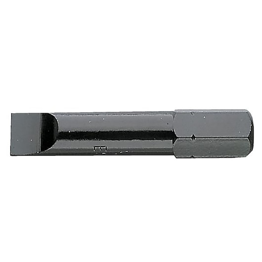 Facom ENS_312 flat screwdriver bit, black finish, product photography, side angle on white background.