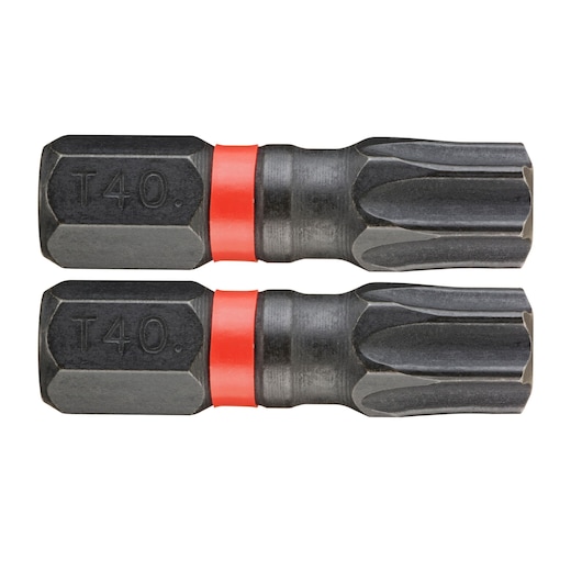 Facom ENX_140 Torx T40 screwdriver bits, black metal with red ring, side view, white background.