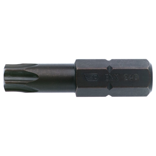 Photo of Facom ENX_240 black metal screwdriver bit, side view on white background.