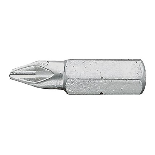 Facom EP_202 silver Phillips screwdriver bit side view, hexagonal base, photography on white background.