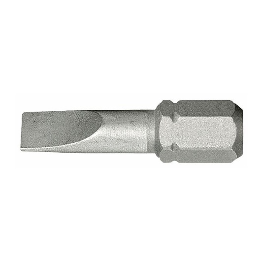 Facom ES_133 slotted screwdriver bit, silver, side angle, photography category.