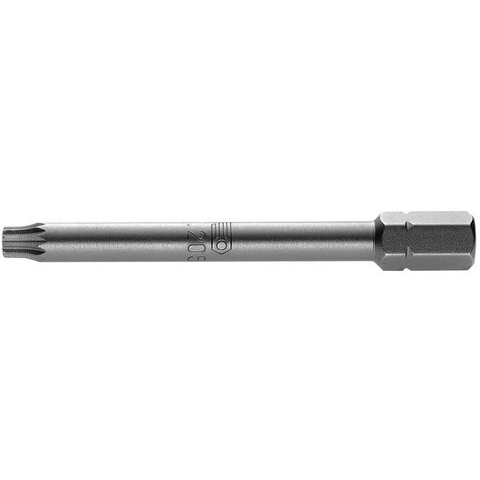 Facom EV_208L long steel Torx screwdriver bit, silver finish, side view on white background.