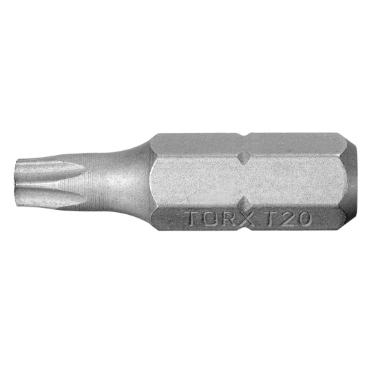 Facom EXRP_120 Torx T20 screwdriver bit with hex shank, photographed on white background, side view.