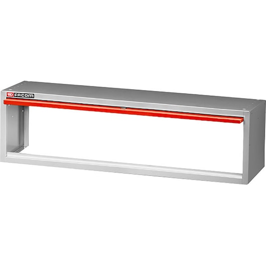 Facom F50020005 wall-mounted grey metal storage cabinet with red trim, front angle on white background.