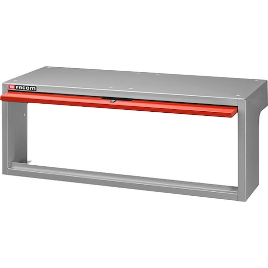 Facom F50020012 grey metal wall cabinet with red front panel, photographed from the front on white background.