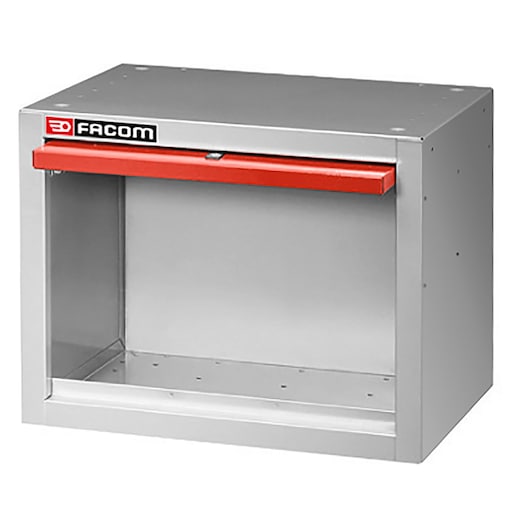Facom F50020019 metal wall cabinet with single red door, angled front view, white background.