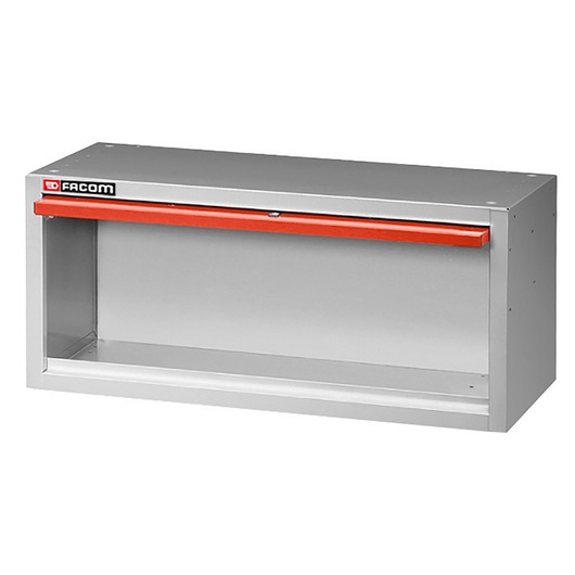 Facom F50020020 wall-mounted steel storage cabinet with red horizontal handle, front angle on white background.