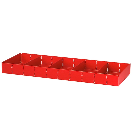 Facom F50020031 red metal drawer organizer with six compartments, angled front view on white background.
