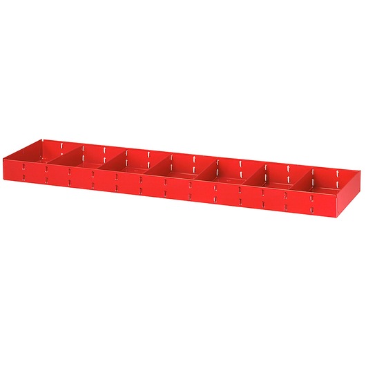 Facom F50020032 red metal organizer tray with eight compartments, product photography, angled view.