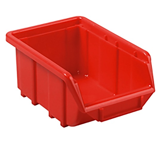 Facom F50030001Q red plastic storage bin, front angle, on white background.