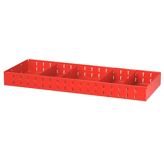 Facom F50030031 red metal organizer tray with six compartments, angled view, white background.