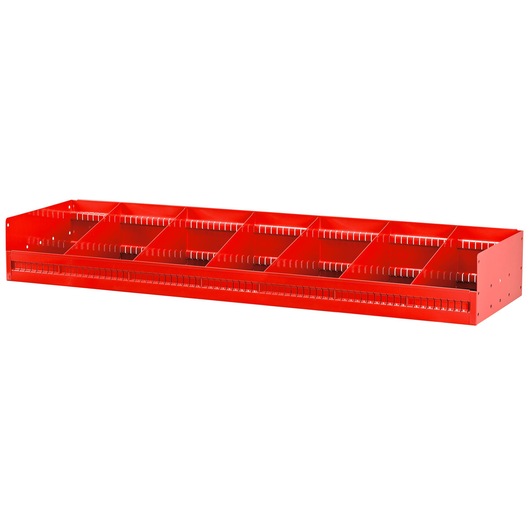 Facom F50030043 red metal storage rack with multiple compartments, photographed from front angle.