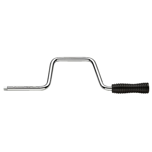 Facom J_110A chrome-plated L-handle socket wrench with black ribbed grip, side view, white background.