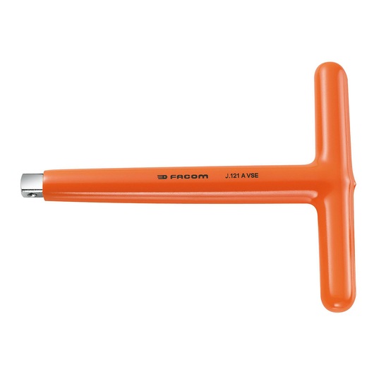 Facom J121AVSE orange T-handle socket wrench, insulated, side view on white background.
