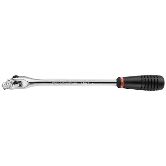 Facom J_140A chrome breaker bar with black and red grip, side view on white background.
