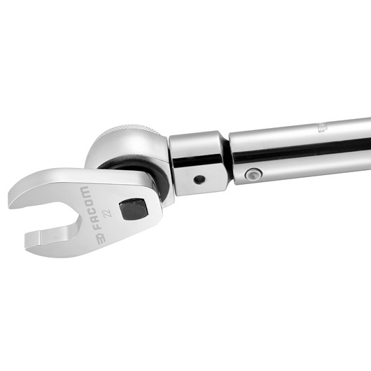 Facom J_14CF chrome open-end wrench head, angled view on white background.