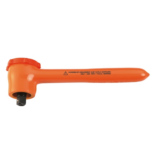 Facom J_151AVSE insulated orange ratchet handle, side angle, for safety tool use.