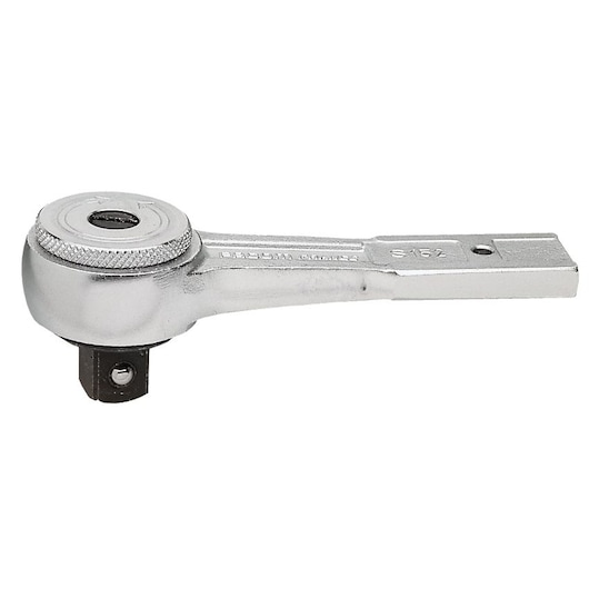 Facom J_152 compact ratchet handle, silver finish, shown from side angle on white background.