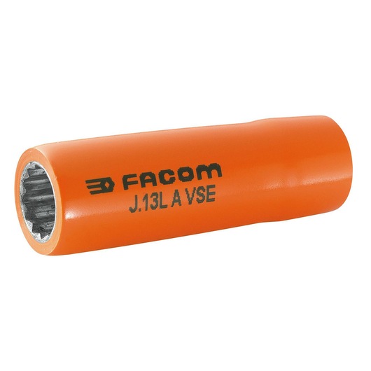 Facom J_19LAVSE orange insulated socket photography, angled view on white background